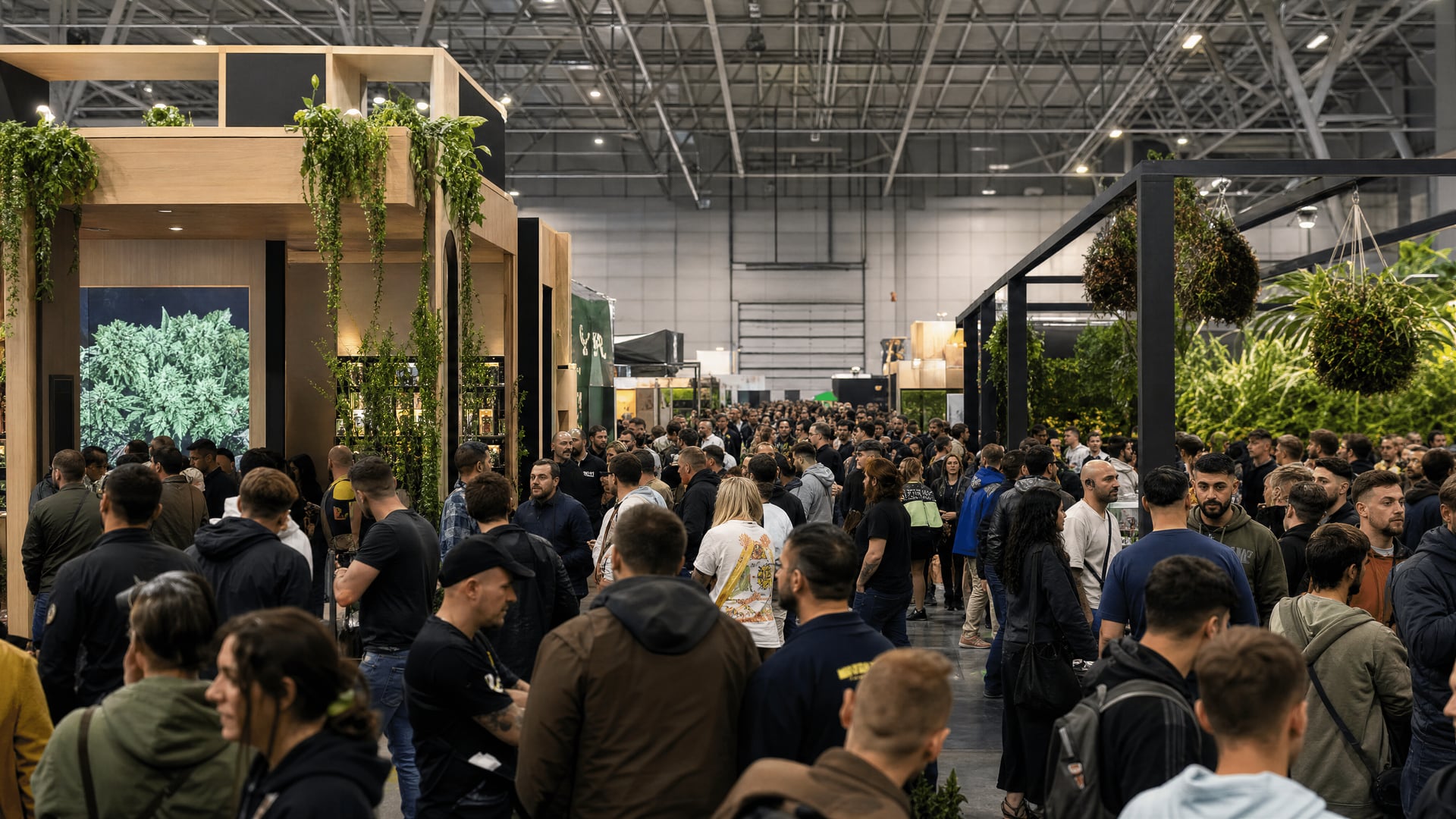 Crowded trade hall at the Bilbao Exhibition Centre during Spannabis Bilbao.