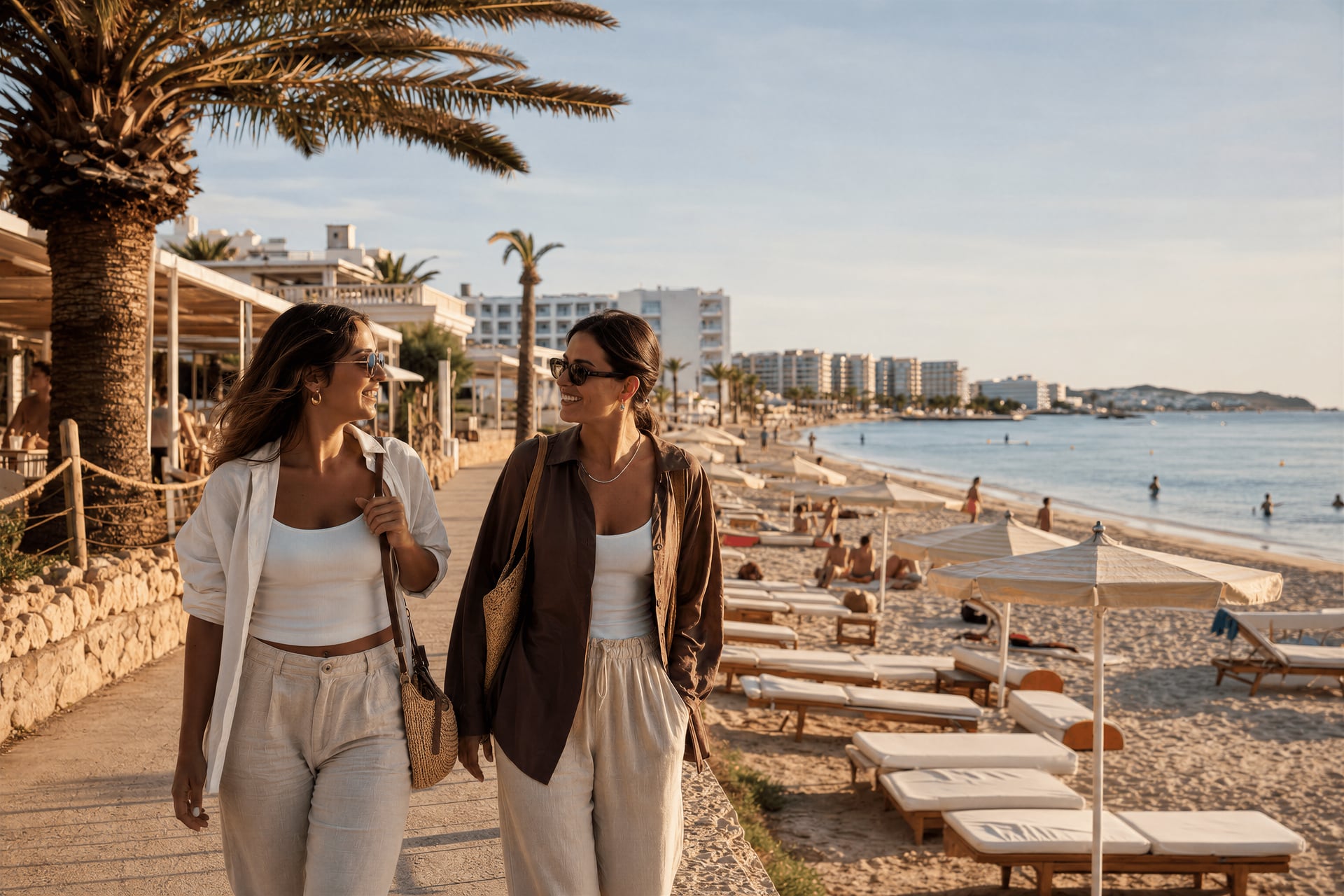 Playa d'en Bossa beach strip in Ibiza, close to cannabis social clubs