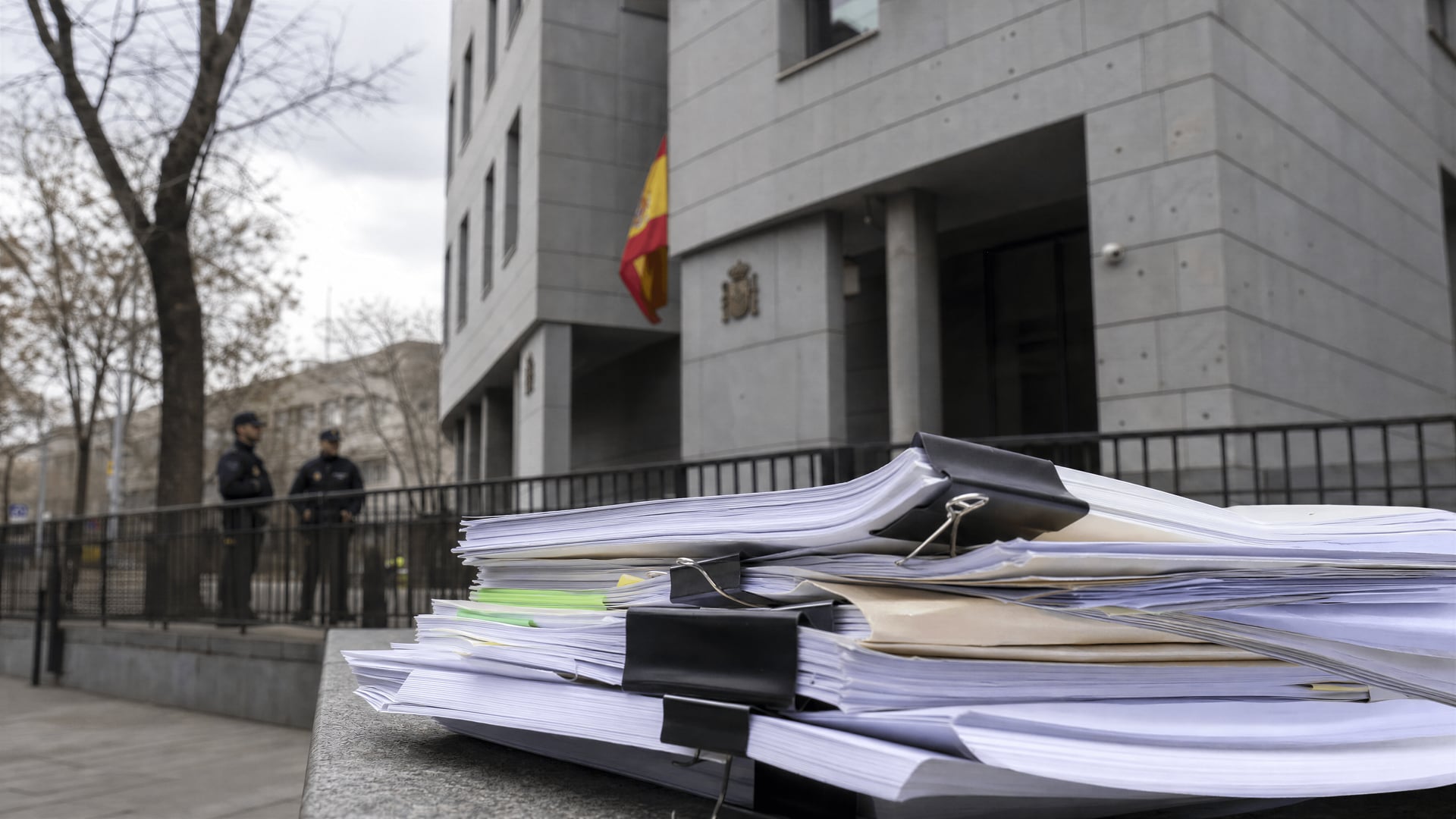 Spain’s National Court exterior representing extradition proceedings for an activist arrested in Ibiza